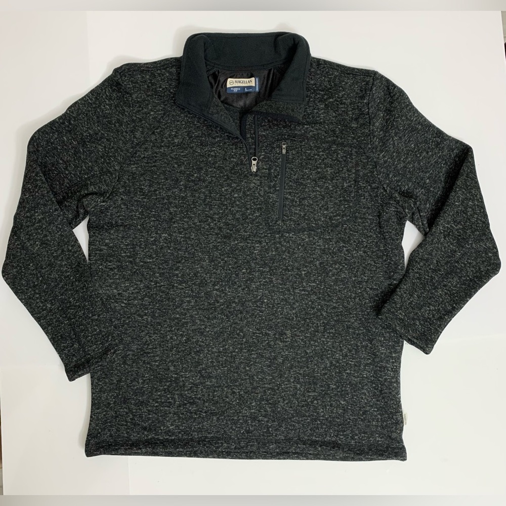Magellan Outdoors Gray Classic Fit 1/4 Zip Moisture Wicking Pullover Sweater L